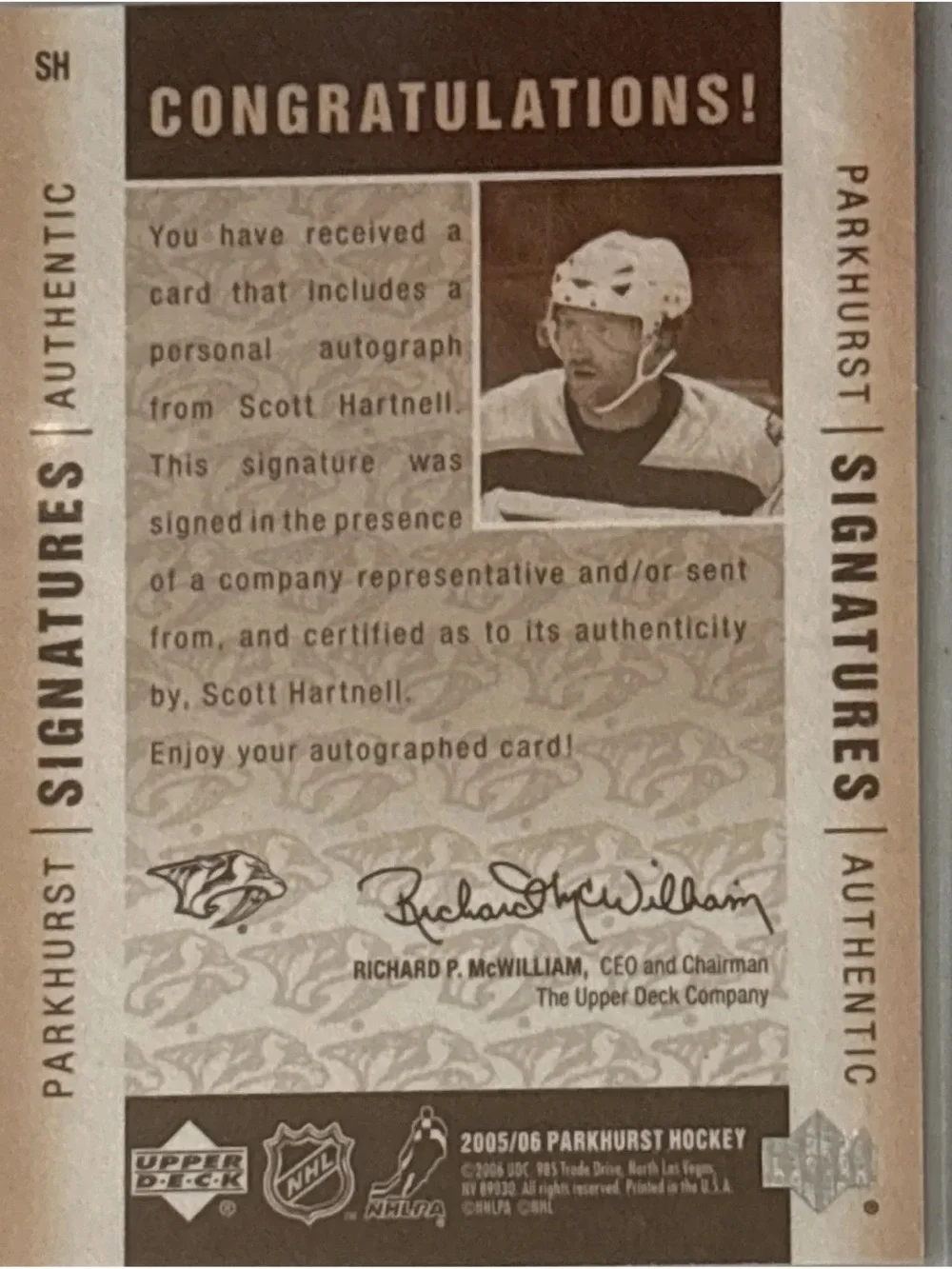 Upper Deck Parkhurst Signatures Scott Harrell Hockey Trading Card Autograph